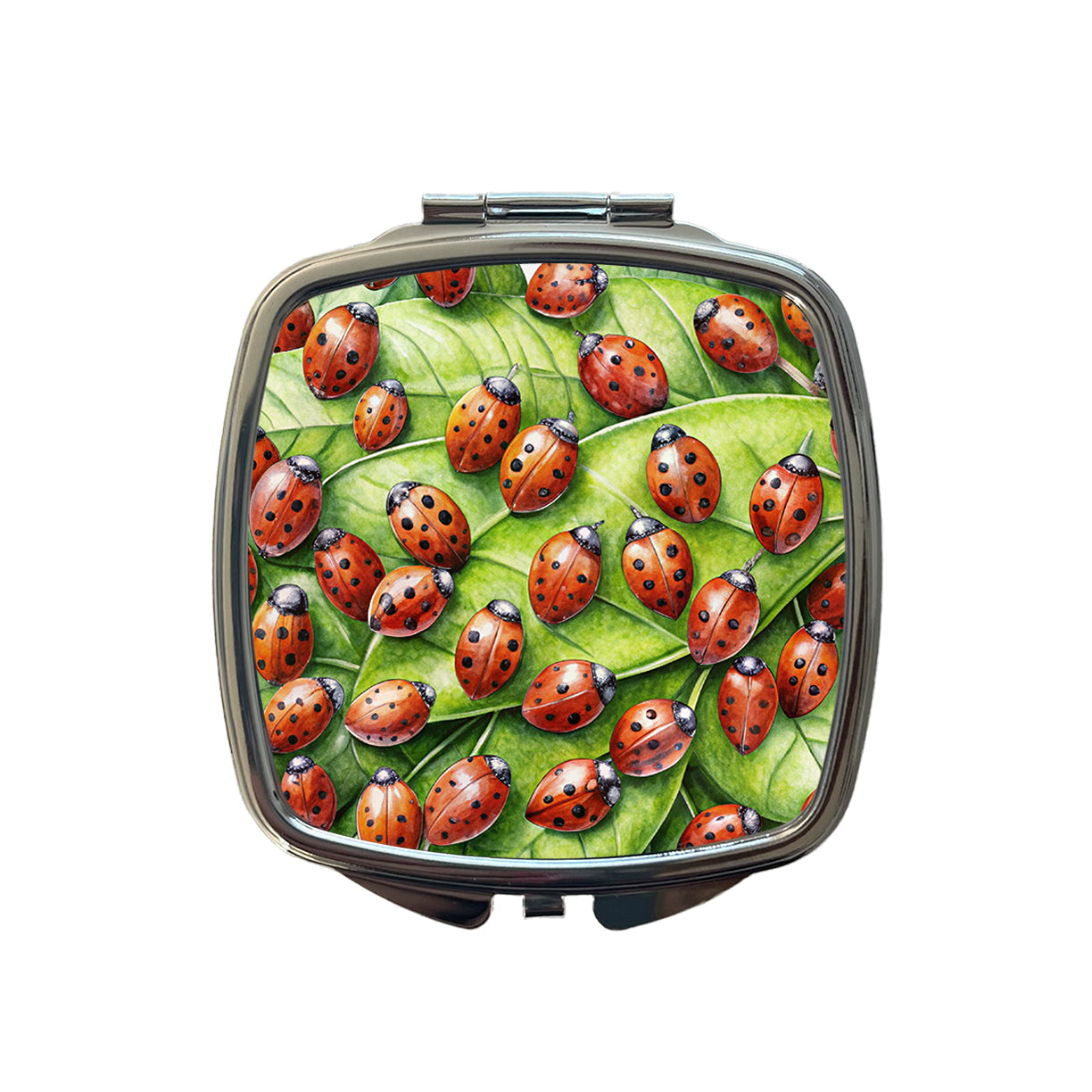Ladybugs on Leaf Small Travel Purse Handbag Pocket Makeup Compact Mirror