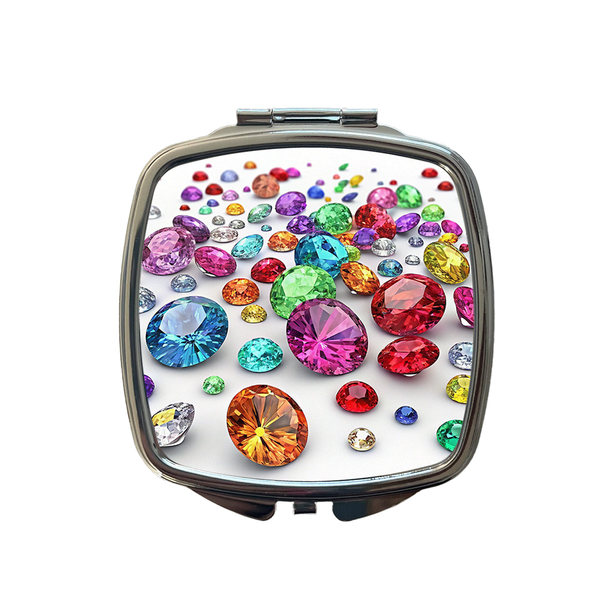 Lots of Colorful Gems Small Travel Purse Handbag Pocket Makeup Compact Mirror