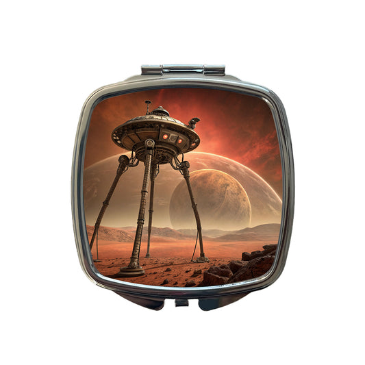 Martian Tripod War Machine Sci-fi From War Of The Worlds Small Travel Purse Handbag Pocket Makeup Compact Mirror