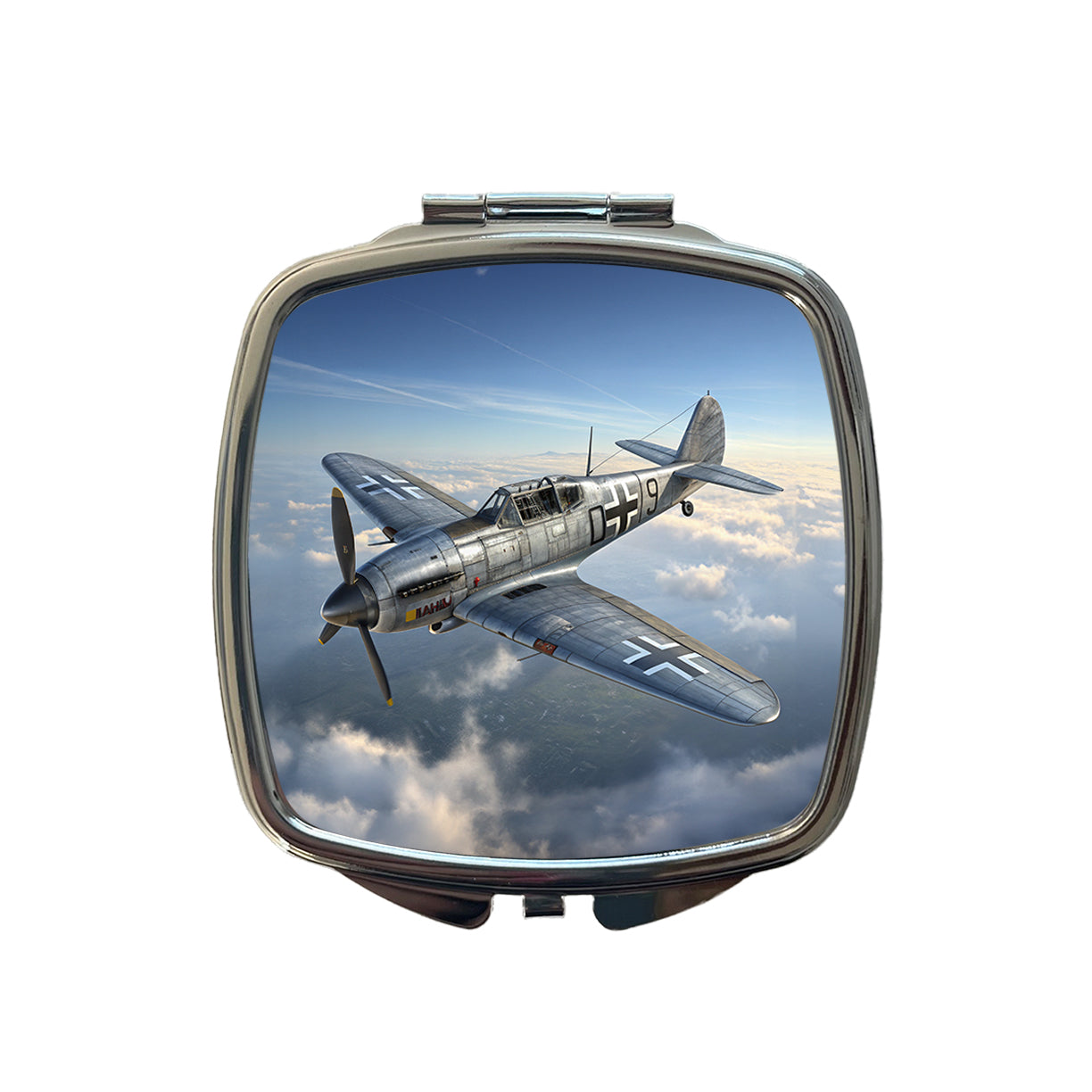 Messerschmitt Bf 109 WWII German Fighter Plane Small Travel Purse Handbag Pocket Makeup Compact Mirror