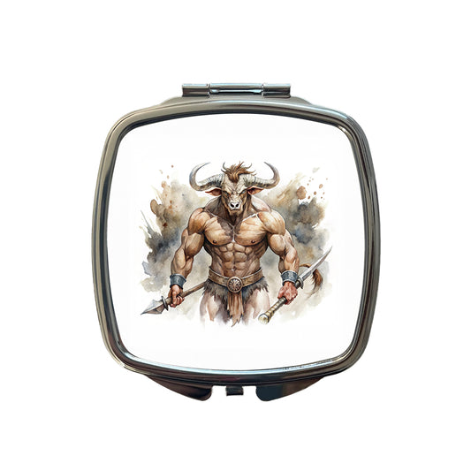 Minotaur Greek Mythology Watercolor Small Travel Purse Handbag Pocket Makeup Compact Mirror