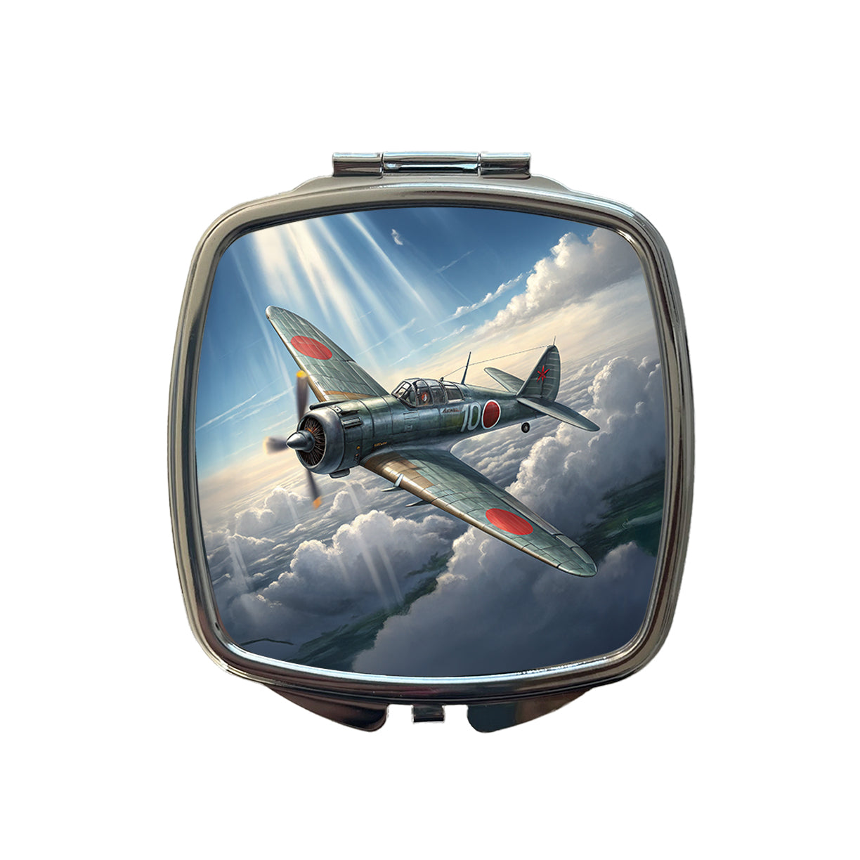 A6M Zero WWII Japanese Navy Fighter Plane Small Travel Purse Handbag Pocket Makeup Compact Mirror