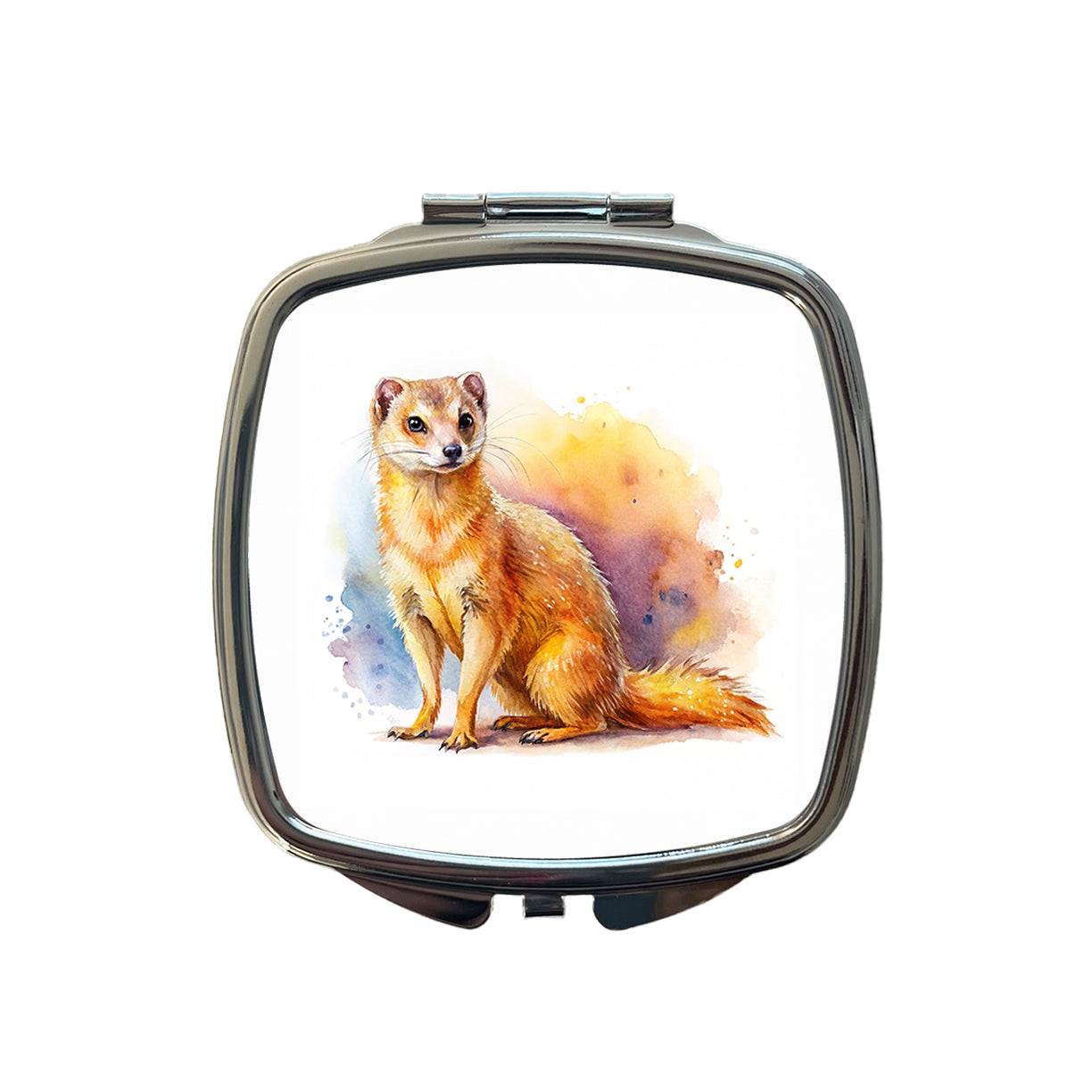 Mongoose Watercolor Small Travel Purse Handbag Pocket Makeup Compact Mirror