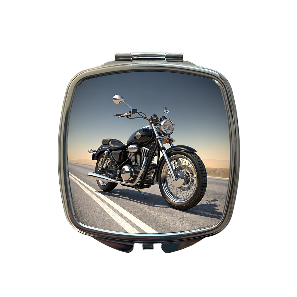 Motorcycle on the Road Small Travel Purse Handbag Pocket Makeup Compact Mirror