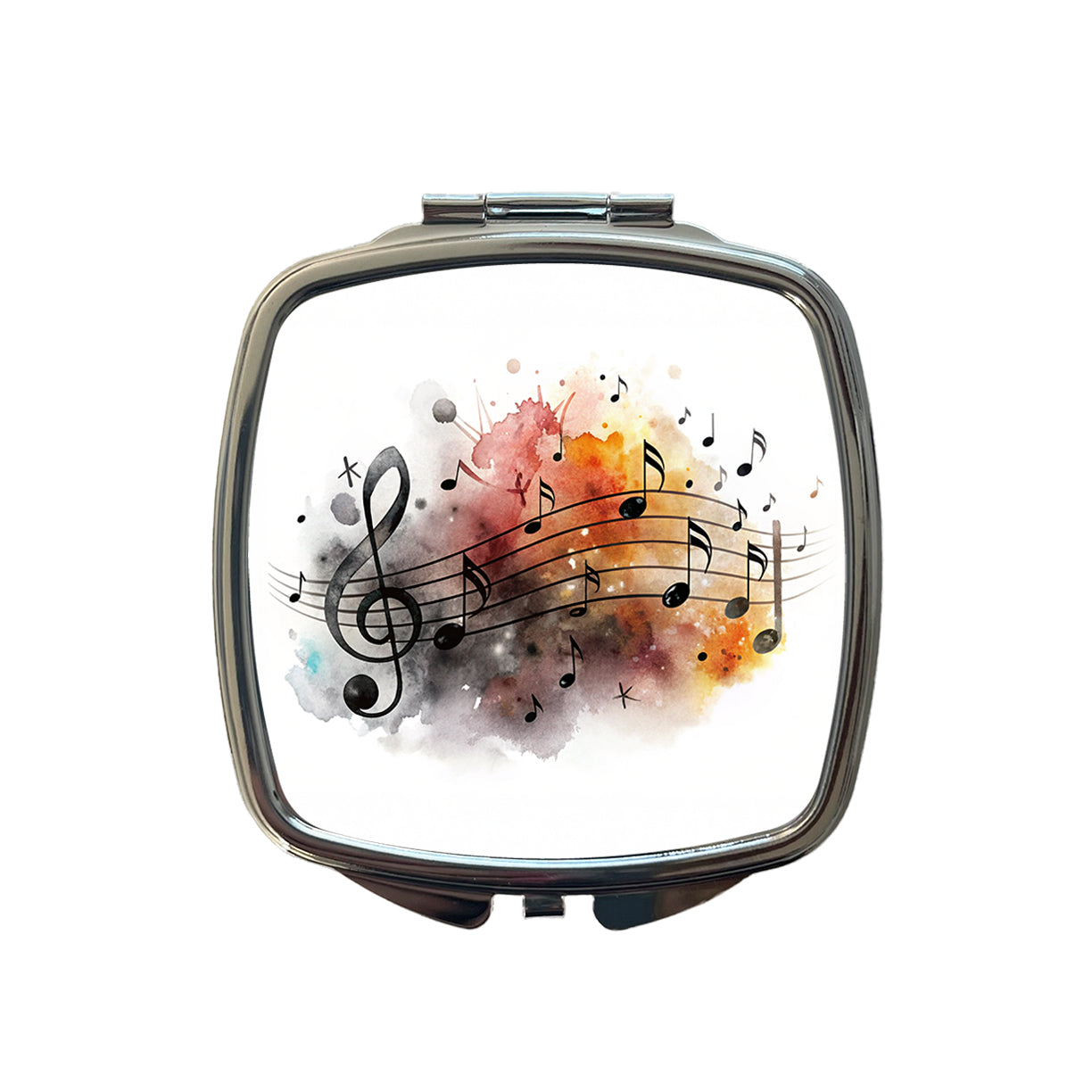 Music Musical Notes Treble Clef Watercolor Small Travel Purse Handbag Pocket Makeup Compact Mirror