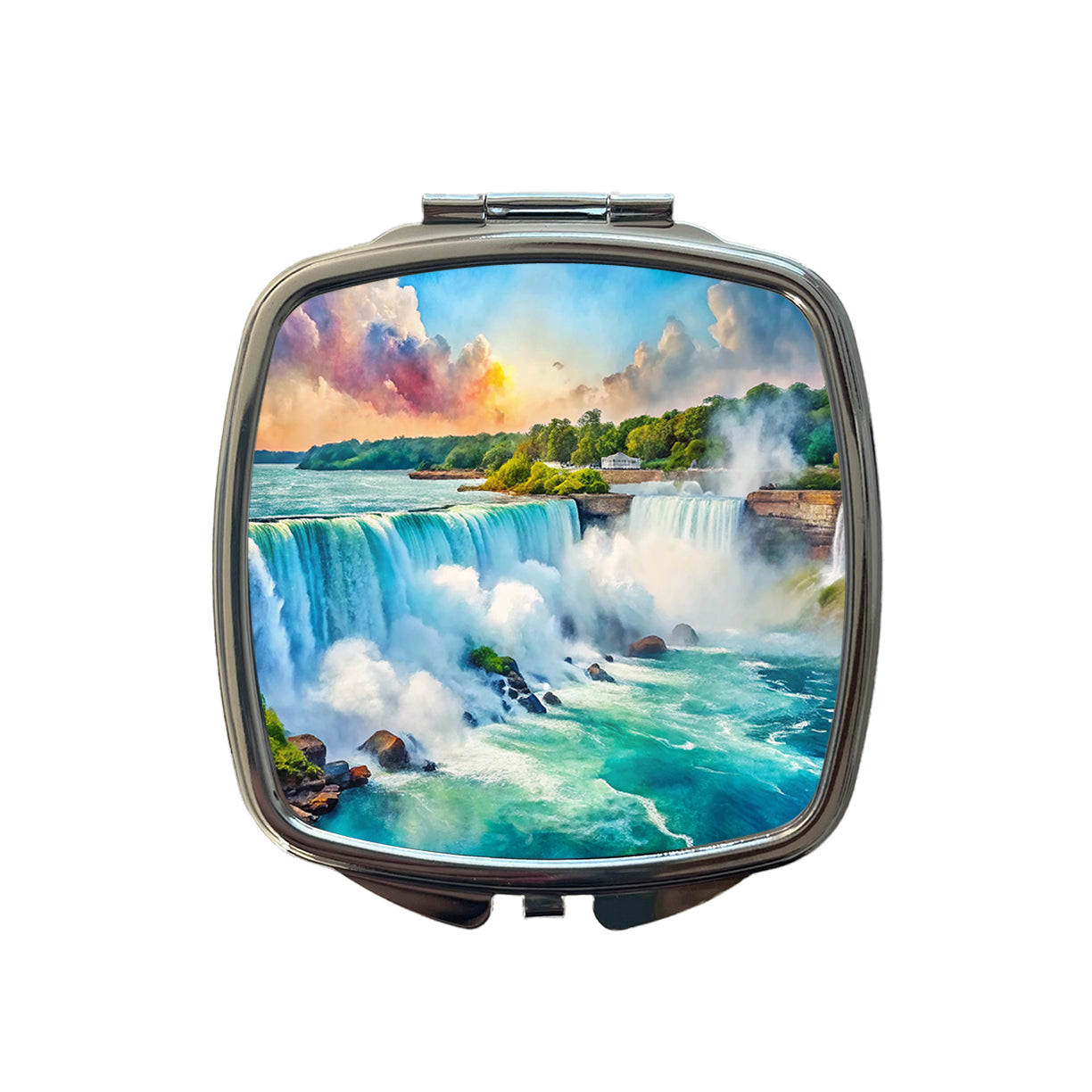 Niagara Falls New York Watercolor Small Travel Purse Handbag Pocket Makeup Compact Mirror