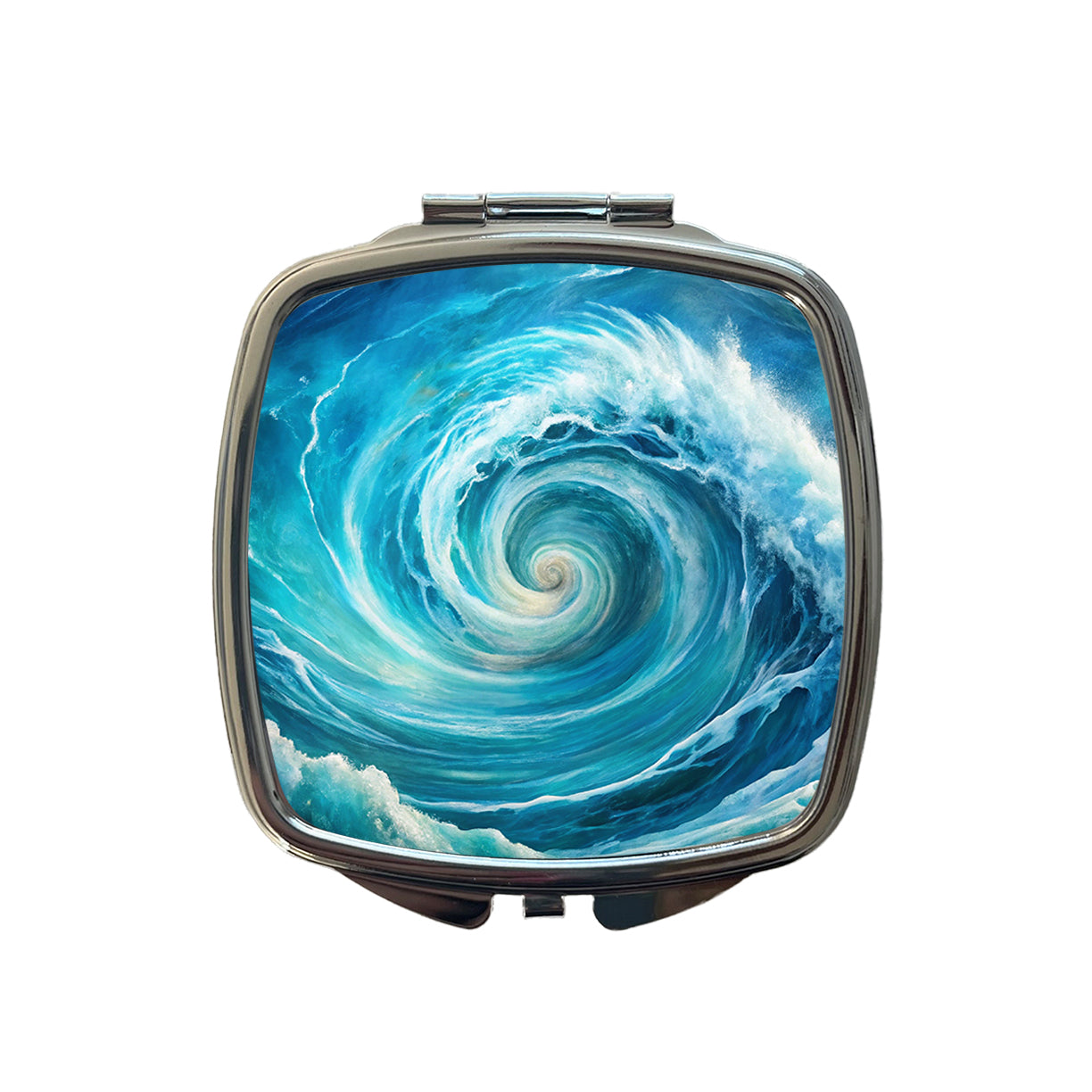 Ocean Spiral Whirlpool Watercolor Small Travel Purse Handbag Pocket Makeup Compact Mirror