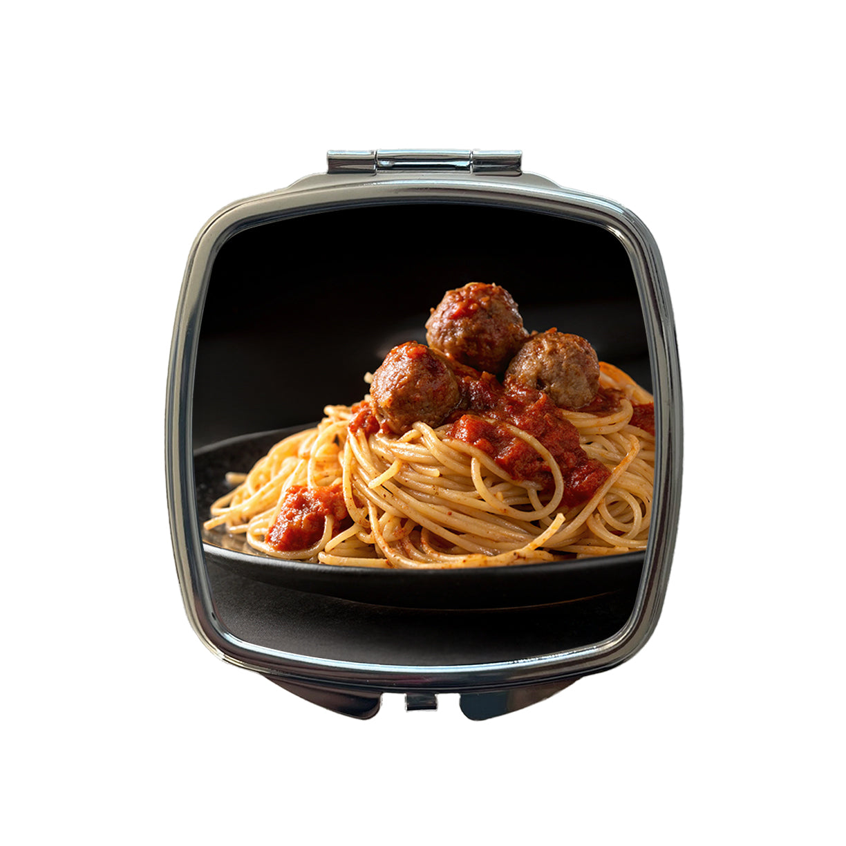 Pasta Spaghetti Sauce And Meatballs Small Travel Purse Handbag Pocket Makeup Compact Mirror