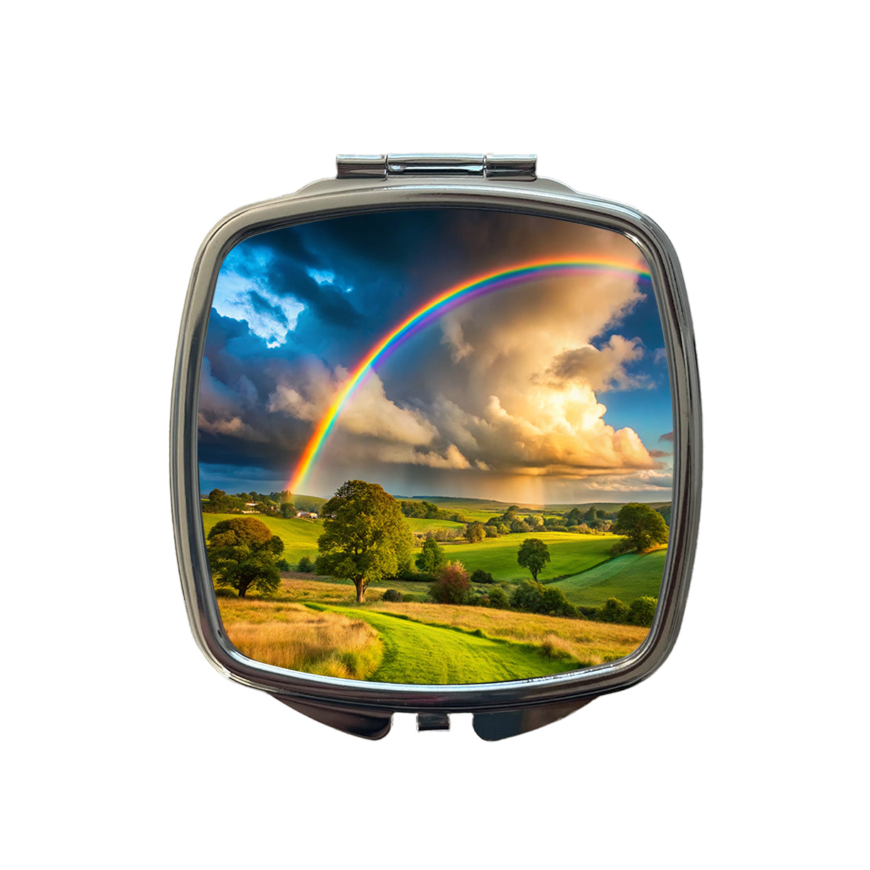 Rainbow After Rain Storm In The Country Small Travel Purse Handbag Pocket Makeup Compact Mirror