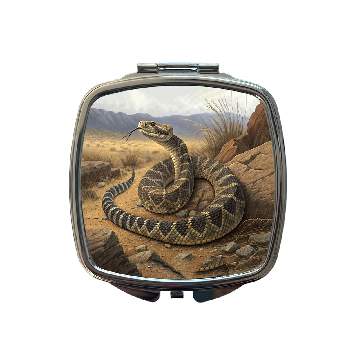 Rattlesnake Reptile on the Prairie Desert Small Travel Purse Handbag Pocket Makeup Compact Mirror