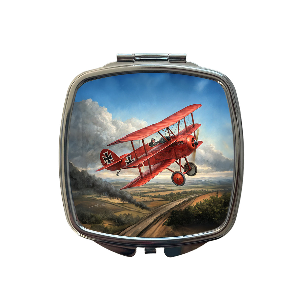 Red Baron's WWI Fokker Triplane Small Travel Purse Handbag Pocket Makeup Compact Mirror