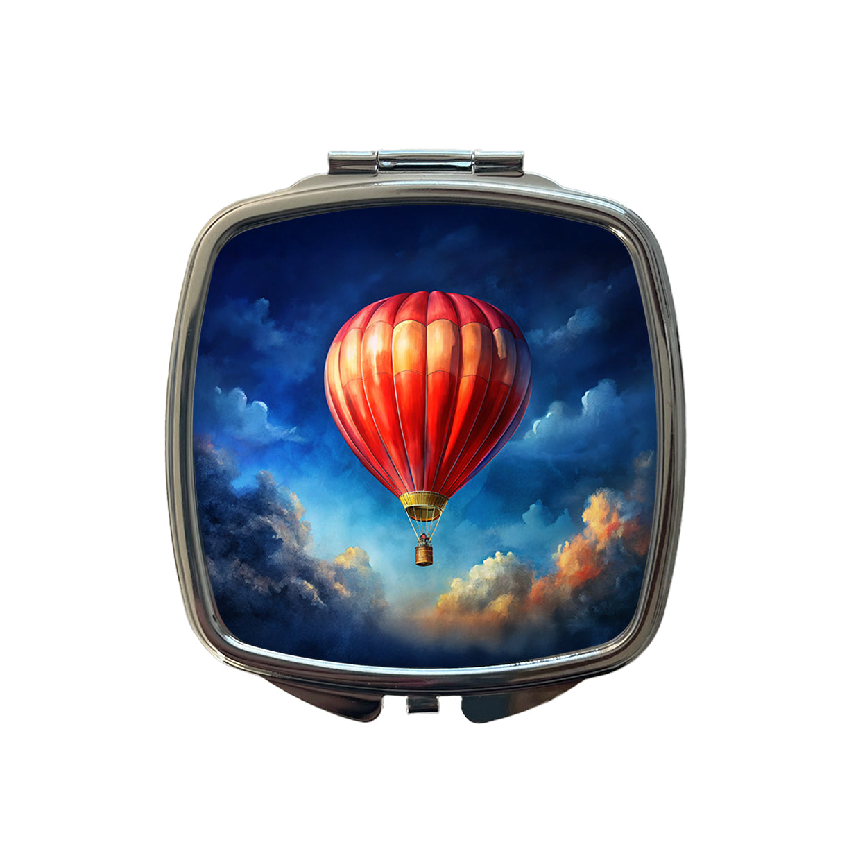 Red Hot Air Balloon in the Blue Sky Small Travel Purse Handbag Pocket Makeup Compact Mirror