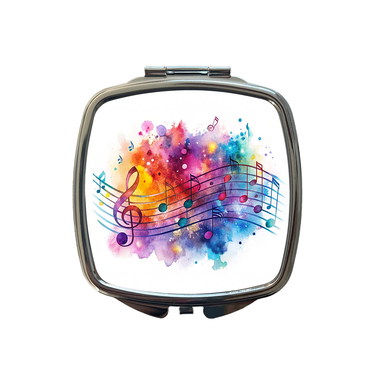 Rock And Roll Music Notes Watercolor Small Travel Purse Handbag Pocket Makeup Compact Mirror