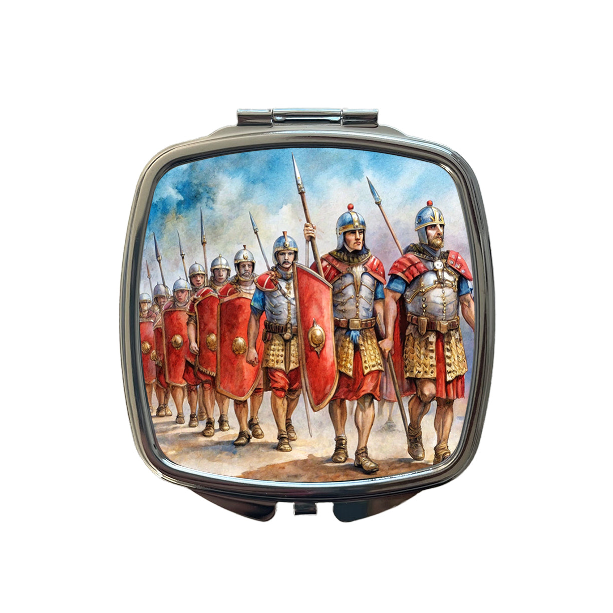 Roman Legion Marching In Formation Watercolor Small Travel Purse Handbag Pocket Makeup Compact Mirror