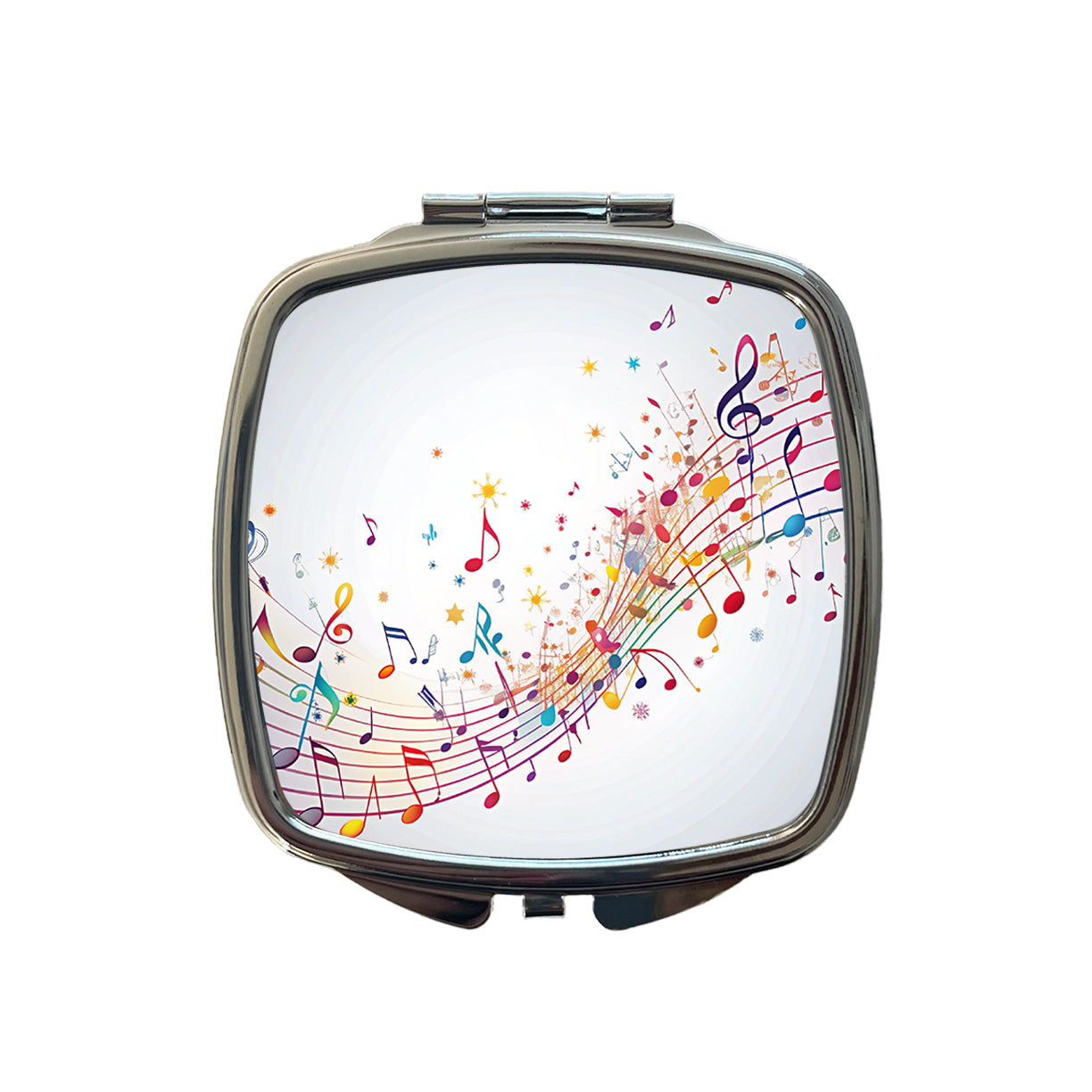 Scattered Music Notes Design Small Travel Purse Handbag Pocket Makeup Compact Mirror