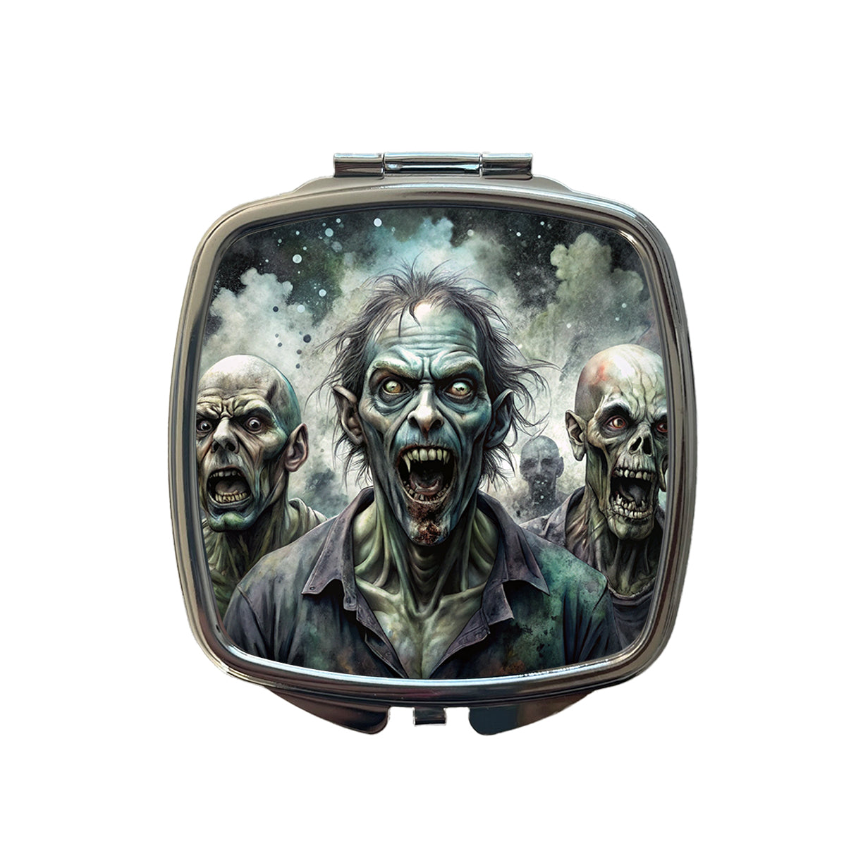 Shambling Zombies Monsters Black Watercolor Small Travel Purse Handbag Pocket Makeup Compact Mirror