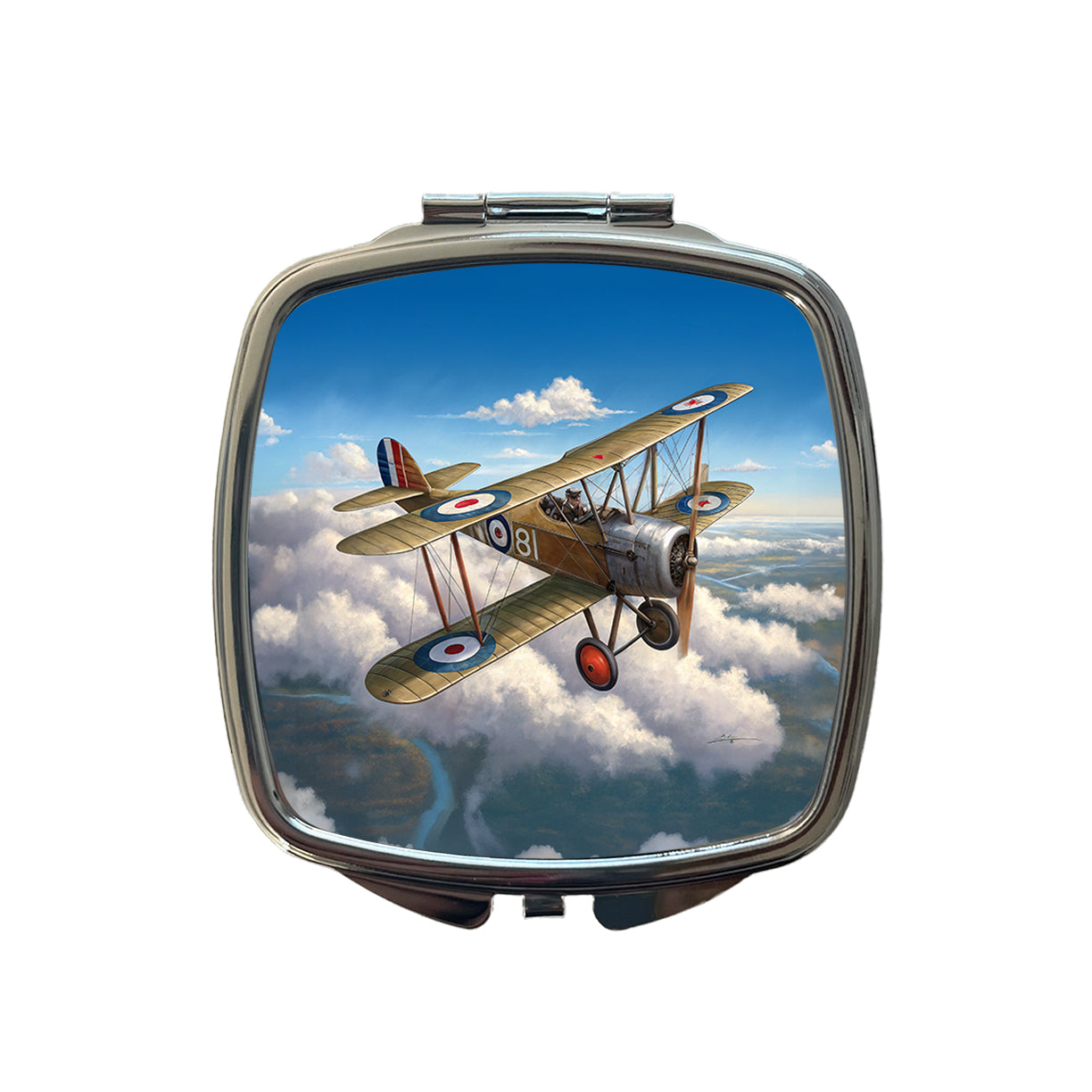 Sopwith Camel WWI British Fighter Plane Small Travel Purse Handbag Pocket Makeup Compact Mirror