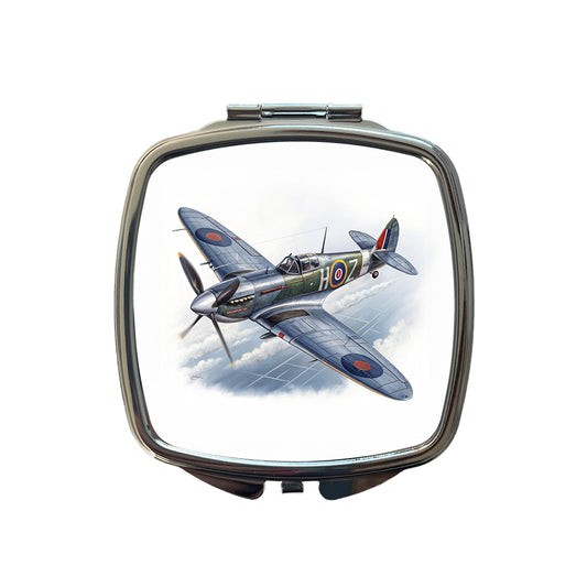 Spitfire WWII British Fighter Plane Small Travel Purse Handbag Pocket Makeup Compact Mirror