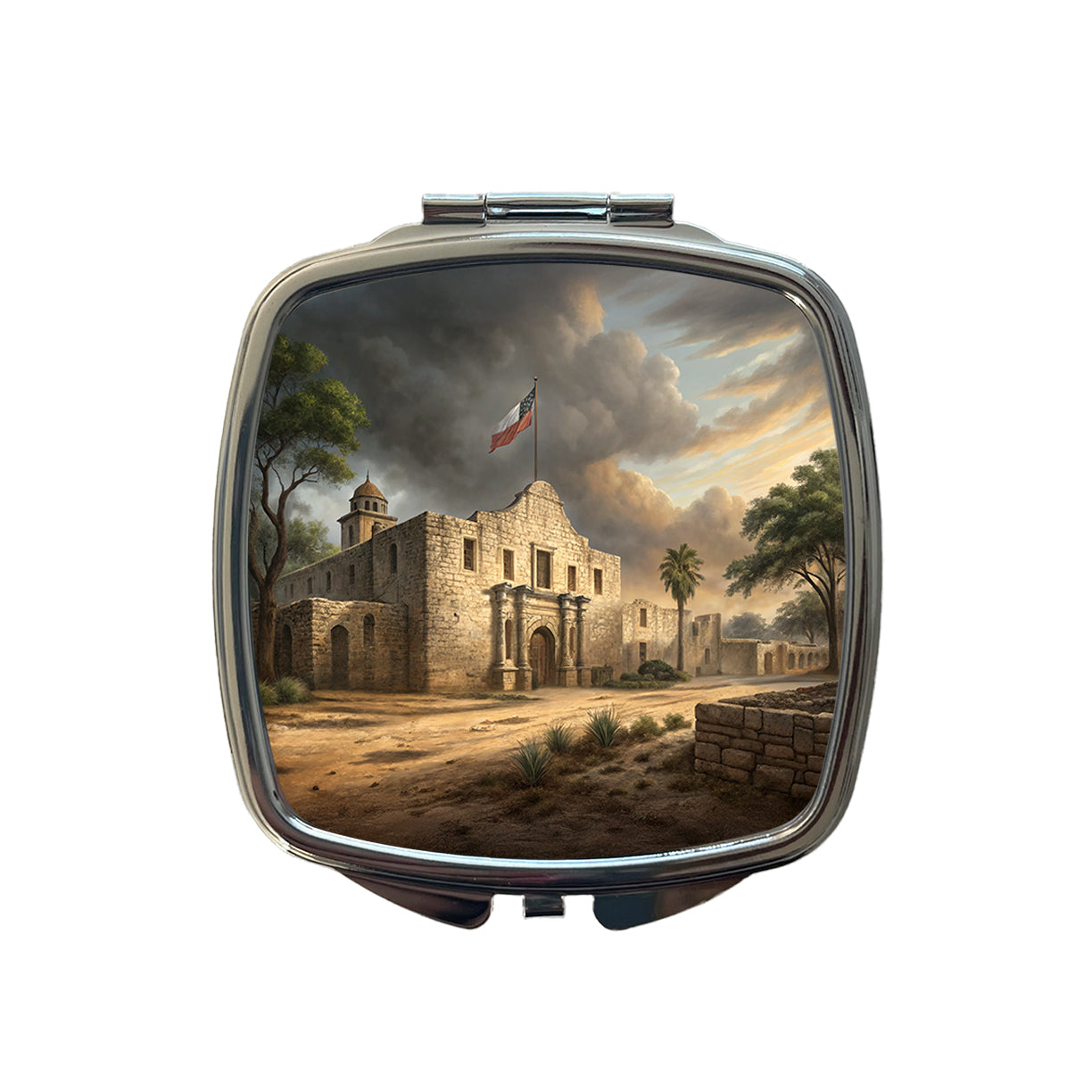 The Alamo In 1836 Texas Small Travel Purse Handbag Pocket Makeup Compact Mirror