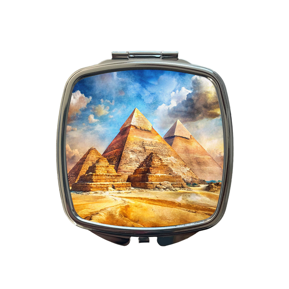 The Great Pyramids Of Giza Watercolor Small Travel Purse Handbag Pocket Makeup Compact Mirror