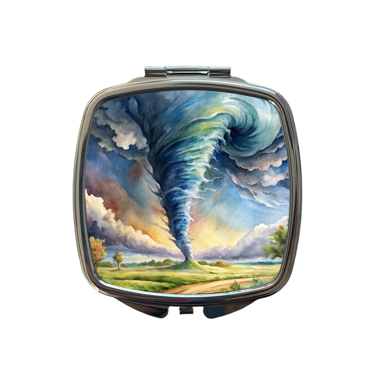 Tornado Twister Watercolor Small Travel Purse Handbag Pocket Makeup Compact Mirror