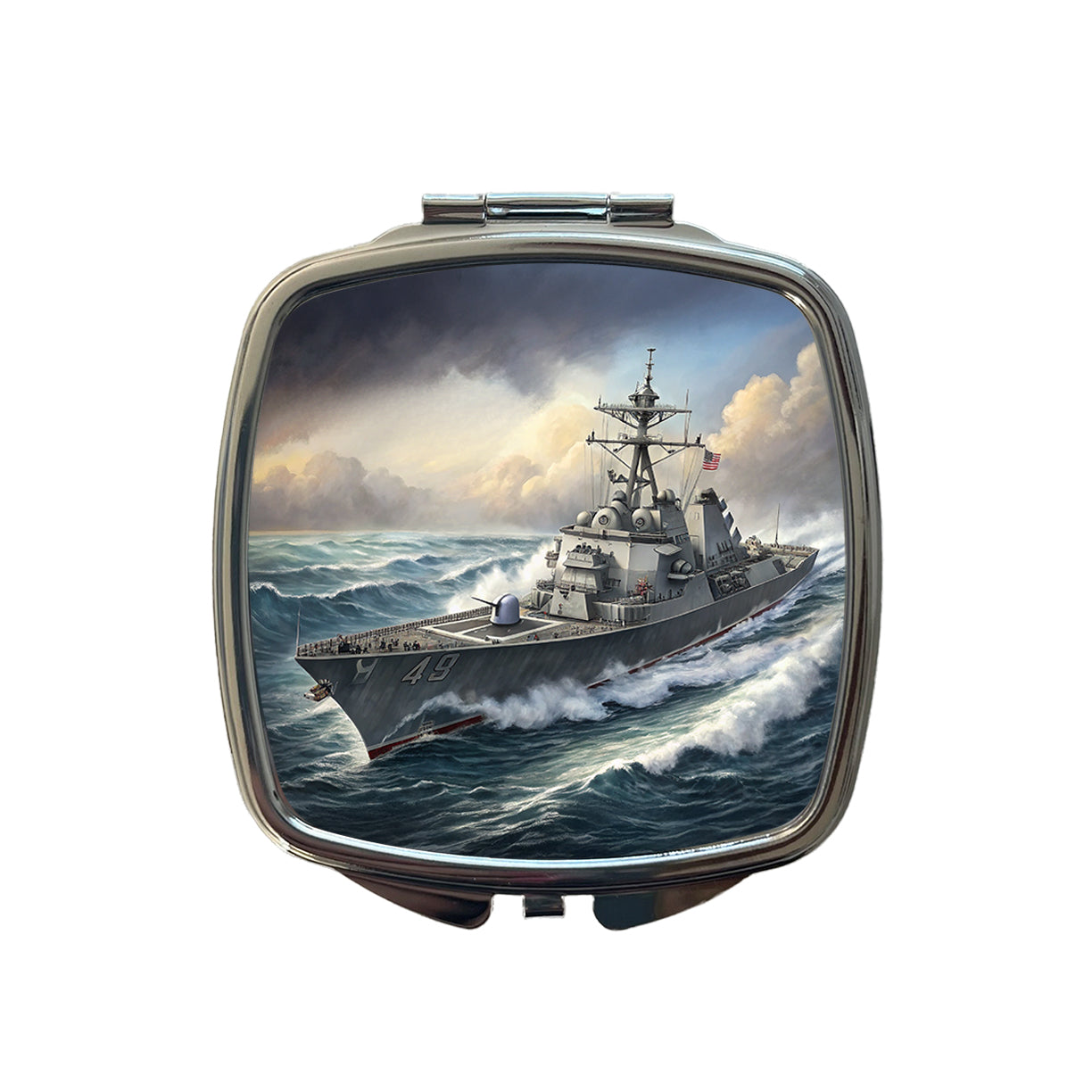 US Navy Destroyer Underway Small Travel Purse Handbag Pocket Makeup Compact Mirror