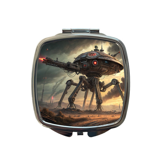War Of The Worlds Sci-fi Martian War Machine Small Travel Purse Handbag Pocket Makeup Compact Mirror