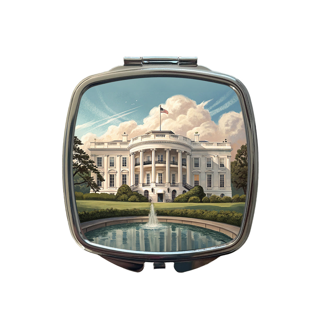 White House Washington DC Small Travel Purse Handbag Pocket Makeup Compact Mirror