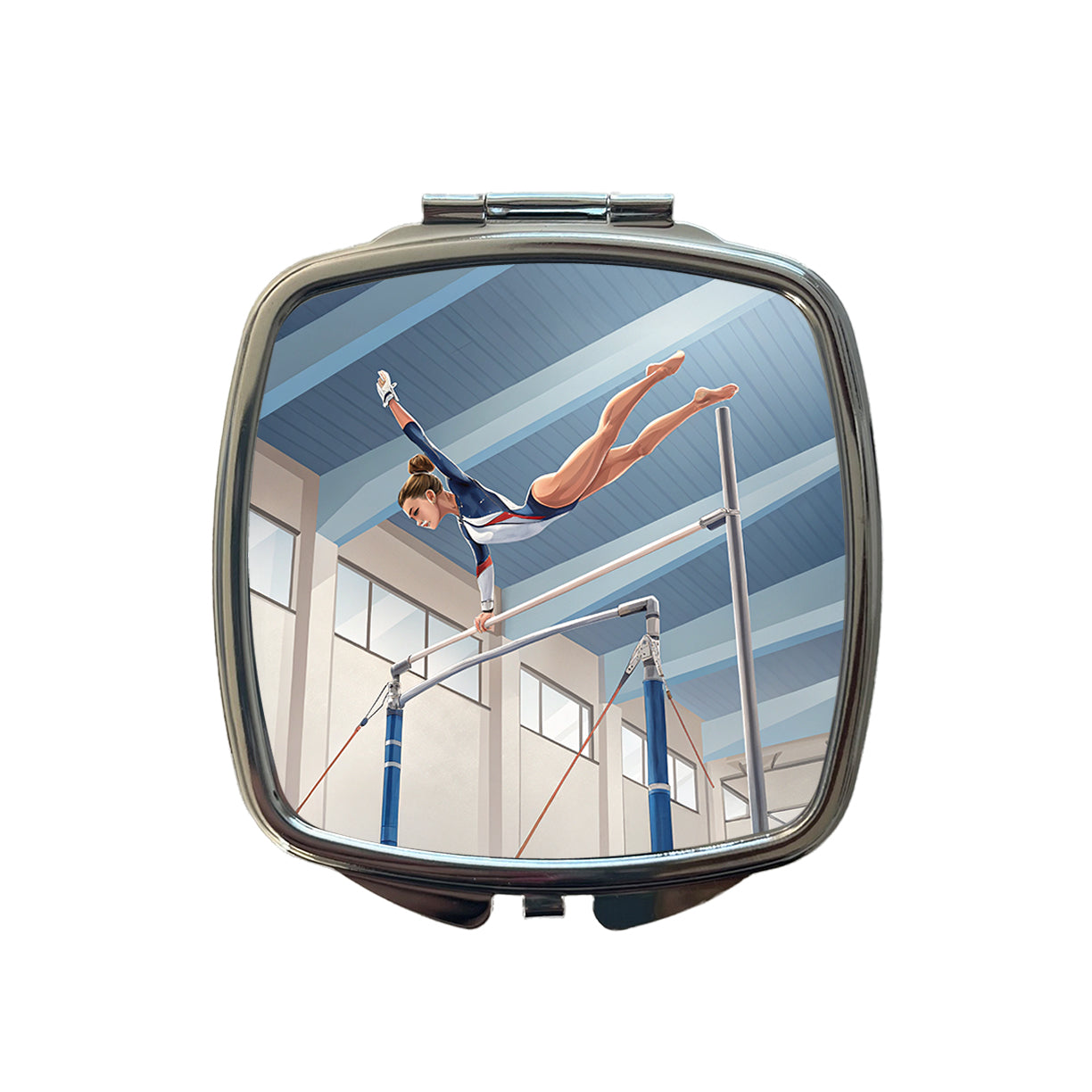 Women's Gymnastics Uneven Bars Small Travel Purse Handbag Pocket Makeup Compact Mirror