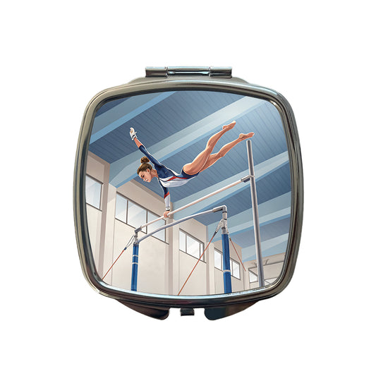 Women's Gymnastics Uneven Bars Small Travel Purse Handbag Pocket Makeup Compact Mirror