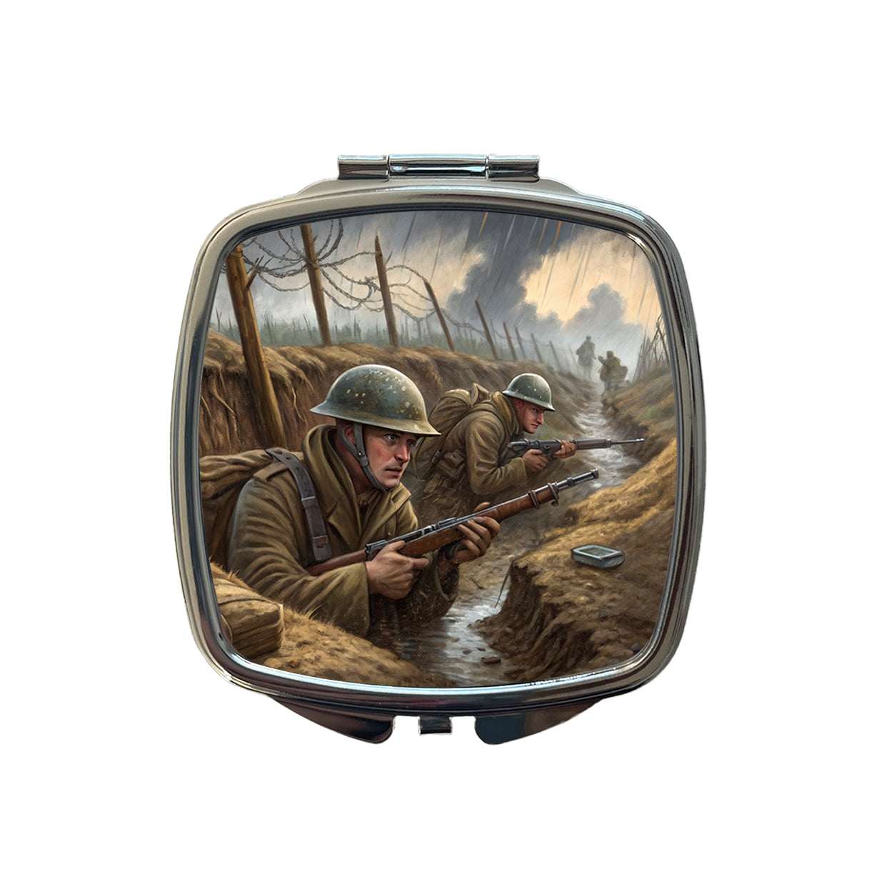 WWI Trench Warfare Allies Western Front Small Travel Purse Handbag Pocket Makeup Compact Mirror