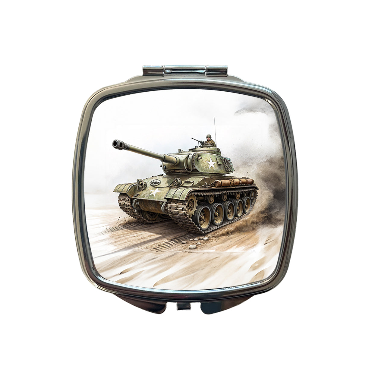 WWII M26 Pershing US Heavy Tank Small Travel Purse Handbag Pocket Makeup Compact Mirror