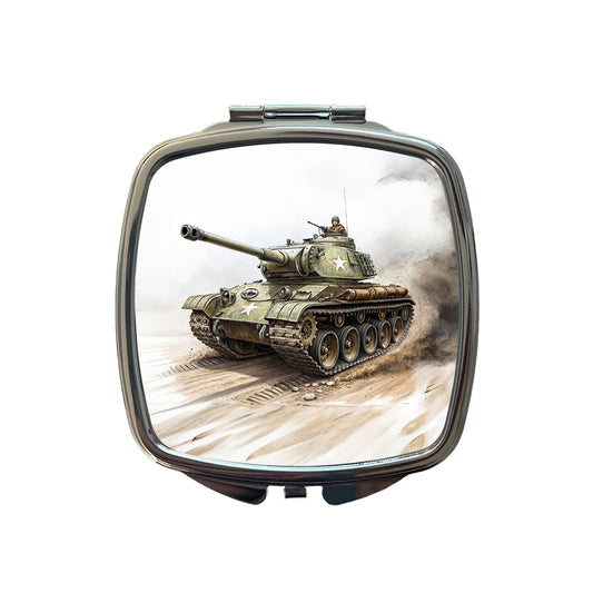 WWII M26 Pershing US Heavy Tank Small Travel Purse Handbag Pocket Makeup Compact Mirror