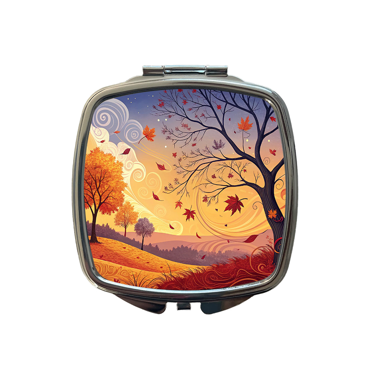 Abstract Fall Autumn Scenic Landscape Small Travel Purse Handbag Pocket Makeup Compact Mirror