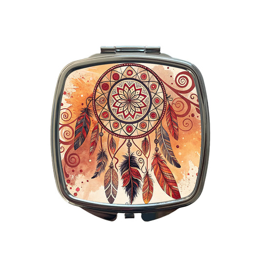 Abstract Southwestern Dream Catcher Design Small Travel Purse Handbag Pocket Makeup Compact Mirror