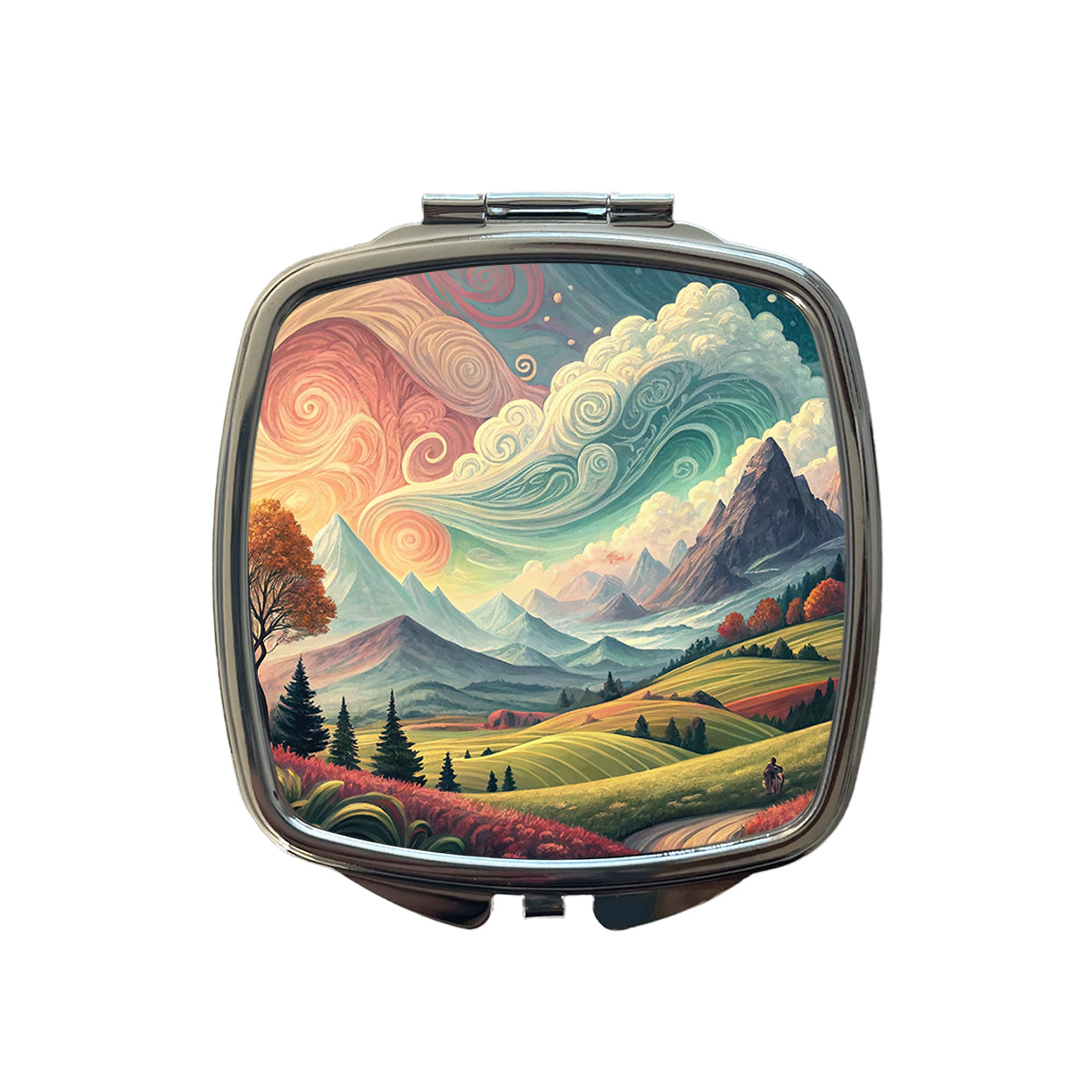 Abstract Tranquil Landscape Small Travel Purse Handbag Pocket Makeup Compact Mirror