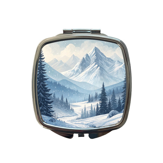 Abstract Winter Mountains Landscape Small Travel Purse Handbag Pocket Makeup Compact Mirror