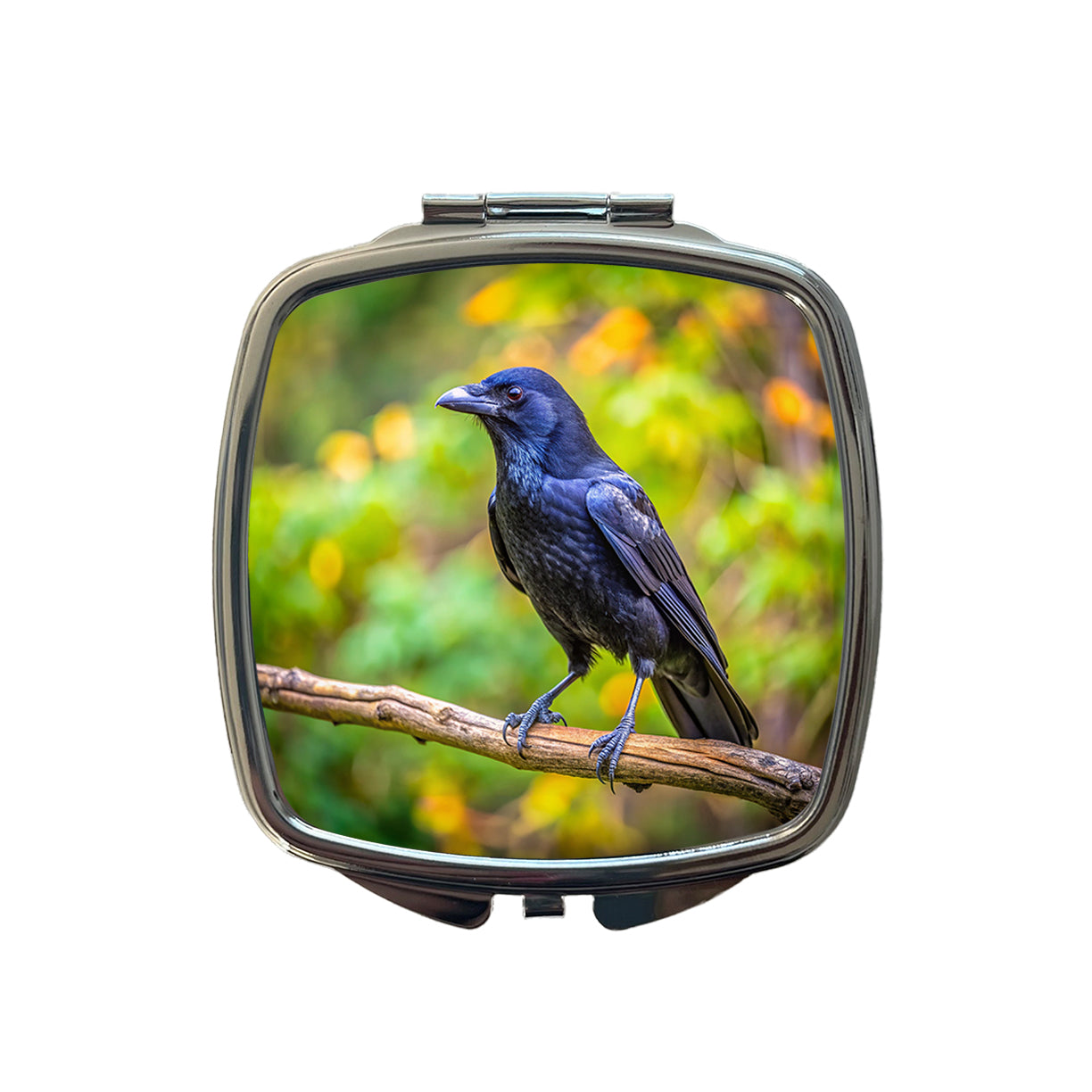 American Black Crow Backyard Bird Small Travel Purse Handbag Pocket Makeup Compact Mirror