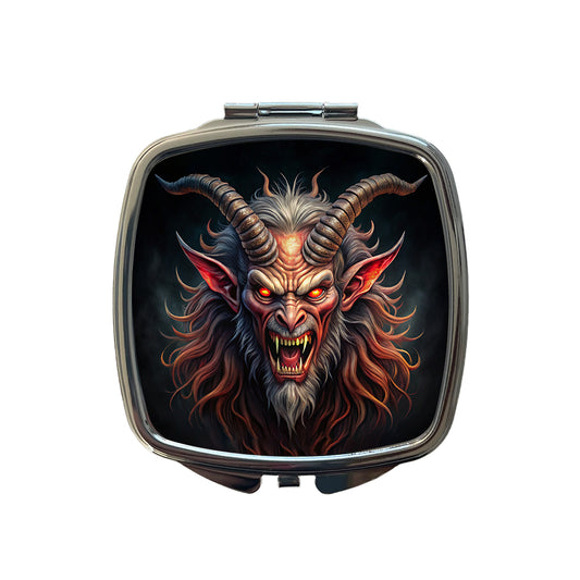 Angry Krampus Christmas Watercolor Small Travel Purse Handbag Pocket Makeup Compact Mirror