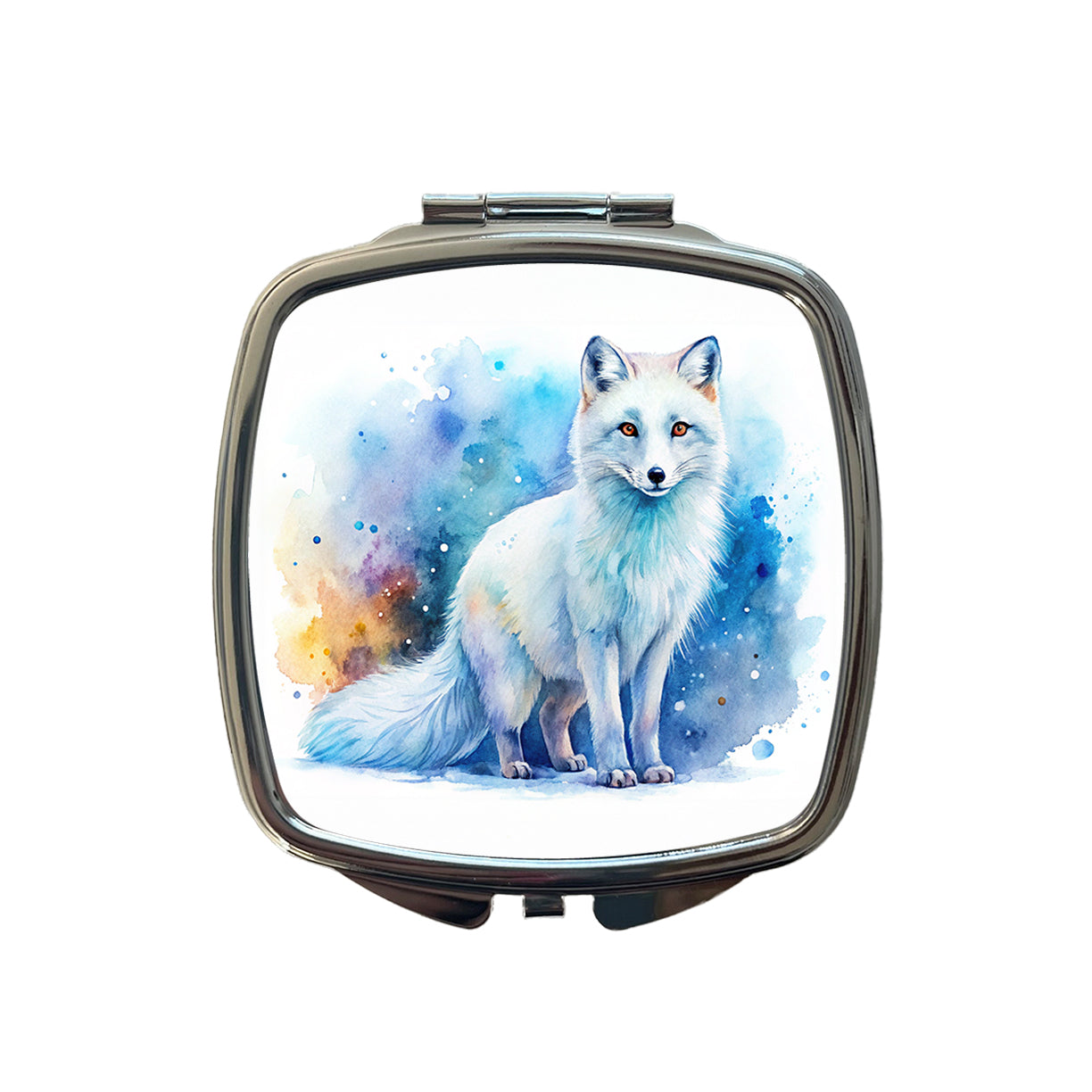 Arctic Fox Watercolor Small Travel Purse Handbag Pocket Makeup Compact Mirror