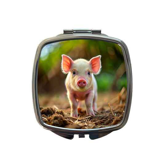 Baby Pig Small Travel Purse Handbag Pocket Makeup Compact Mirror