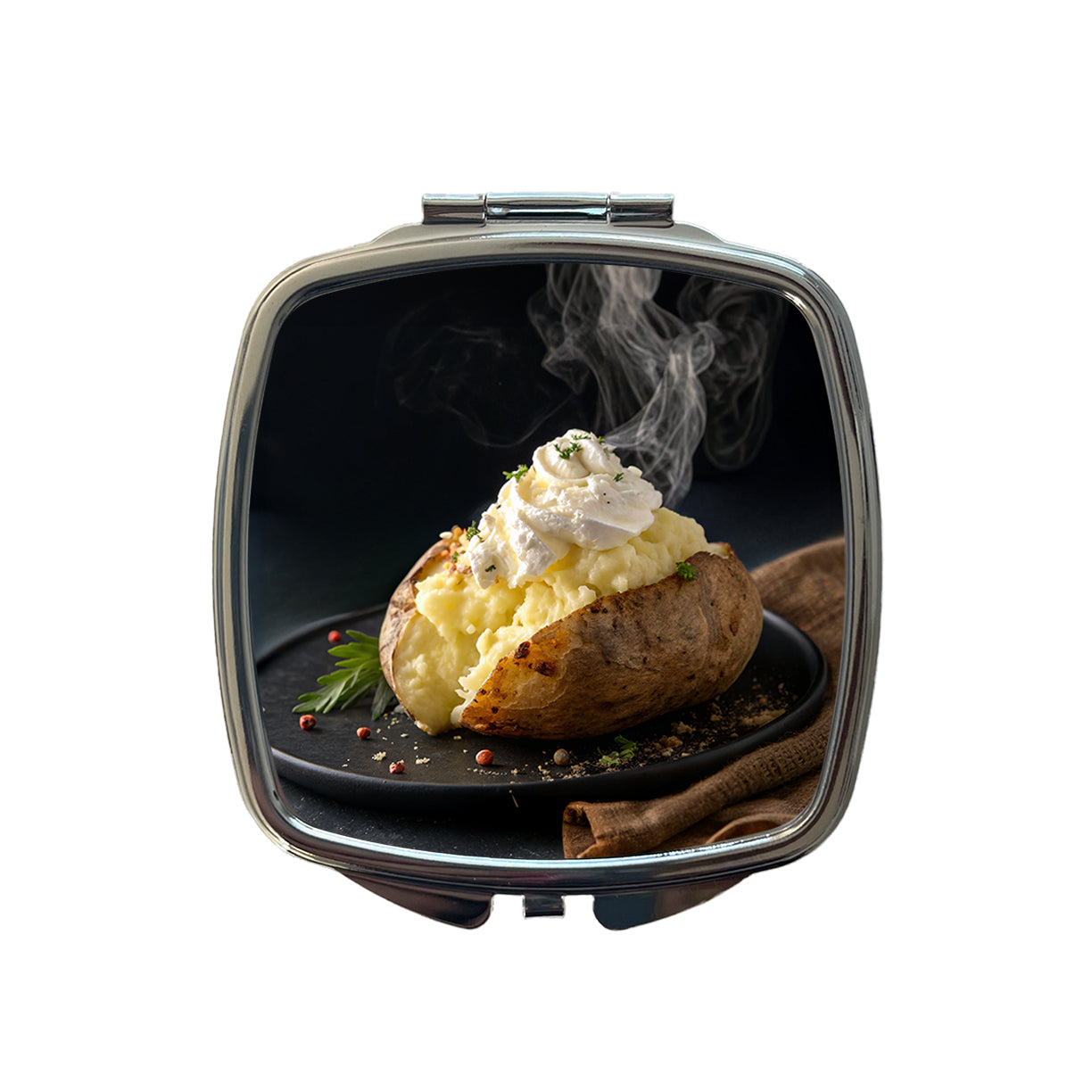 Baked Potato Small Travel Purse Handbag Pocket Makeup Compact Mirror