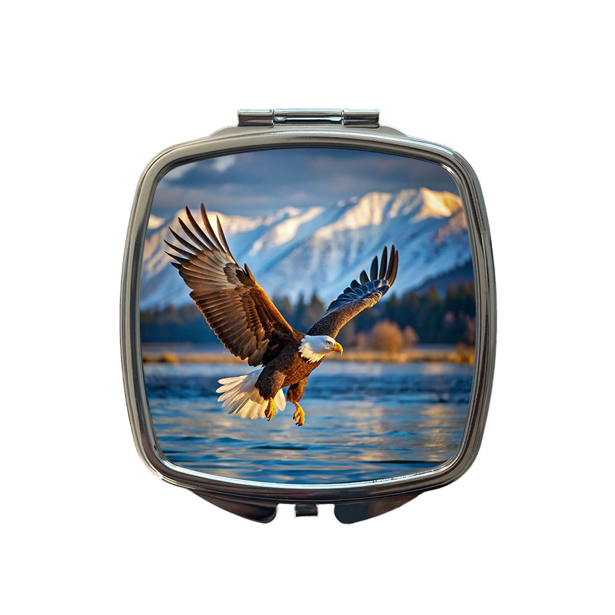 Bald Eagle Flying Raptor Bird Of Prey Small Travel Purse Handbag Pocket Makeup Compact Mirror