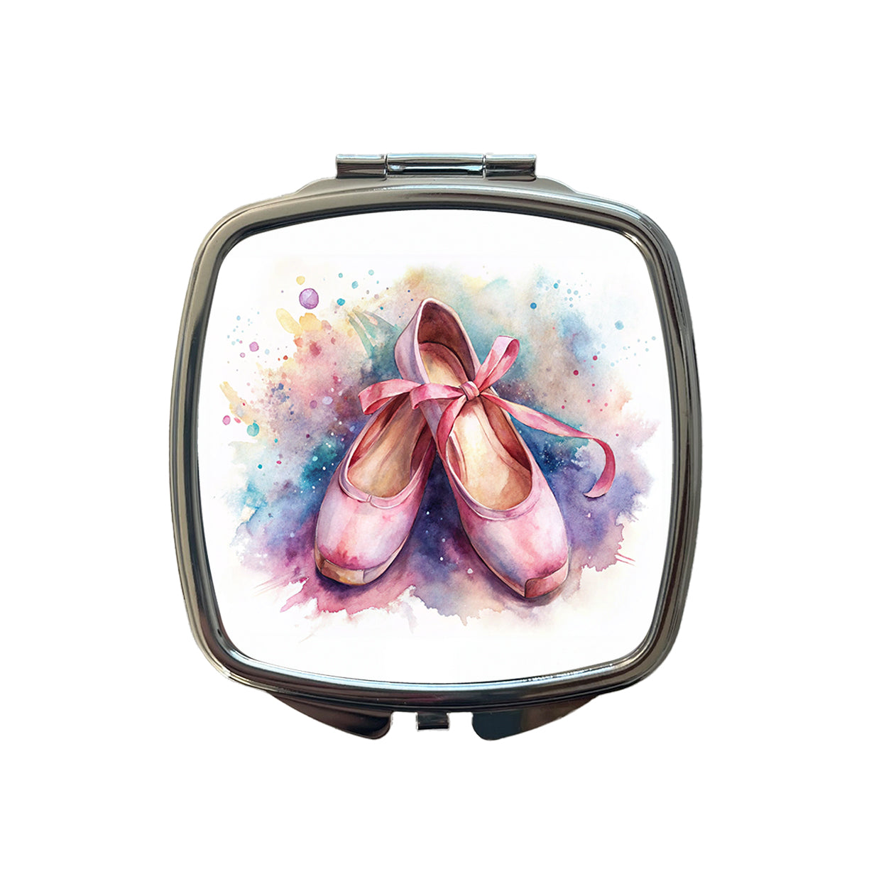 Ballet Slippers Watercolor Small Travel Purse Handbag Pocket Makeup Compact Mirror