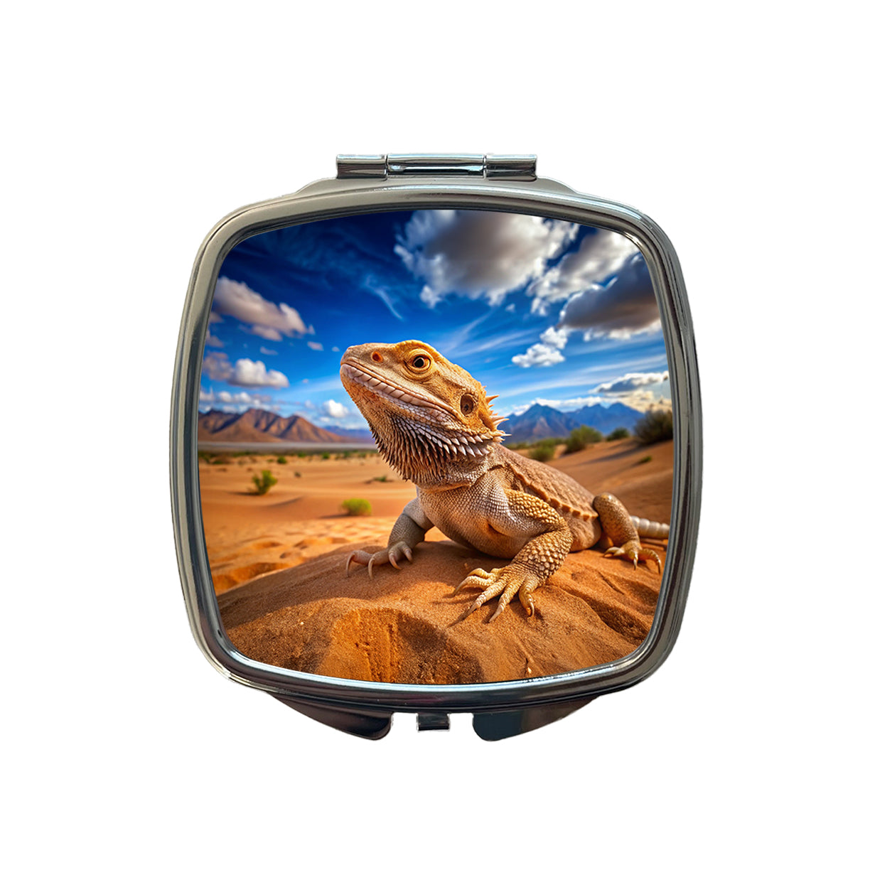 Bearded Dragon Lizard Reptile in the Desert Small Travel Purse Handbag Pocket Makeup Compact Mirror