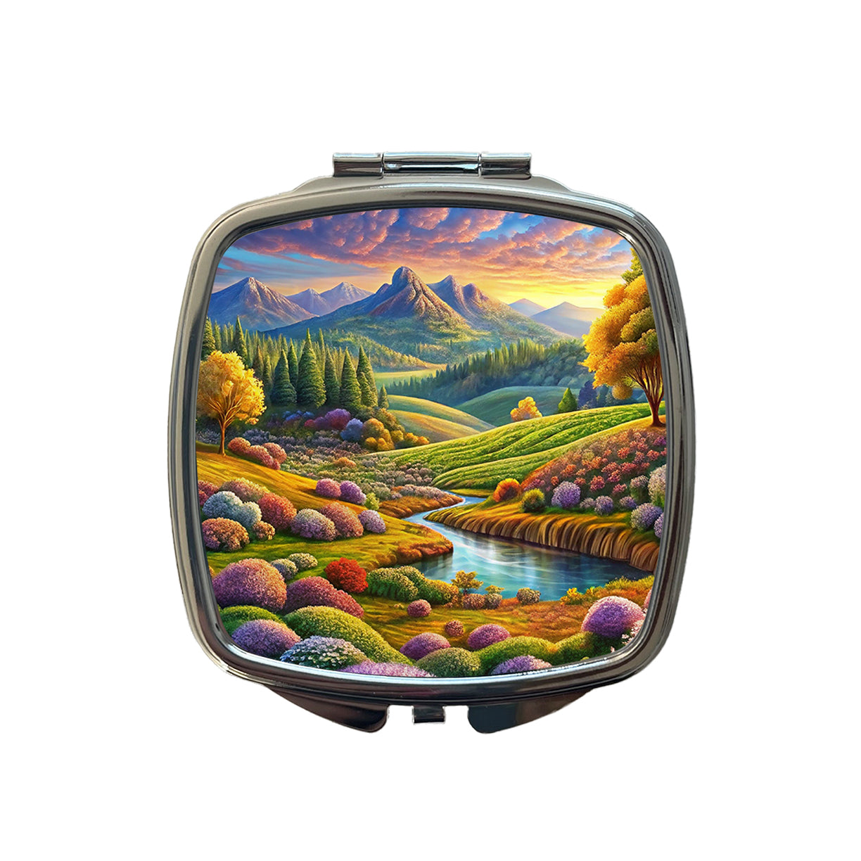 Beautiful Colorful Pastel Landscape Small Travel Purse Handbag Pocket Makeup Compact Mirror