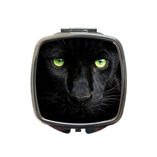 Black Panther Eyes Small Travel Purse Handbag Pocket Makeup Compact Mirror