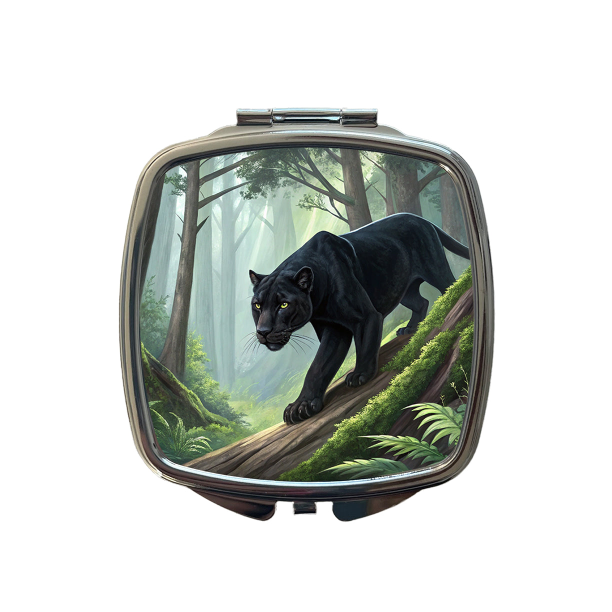 Black Panther Stalking Prey Small Travel Purse Handbag Pocket Makeup Compact Mirror