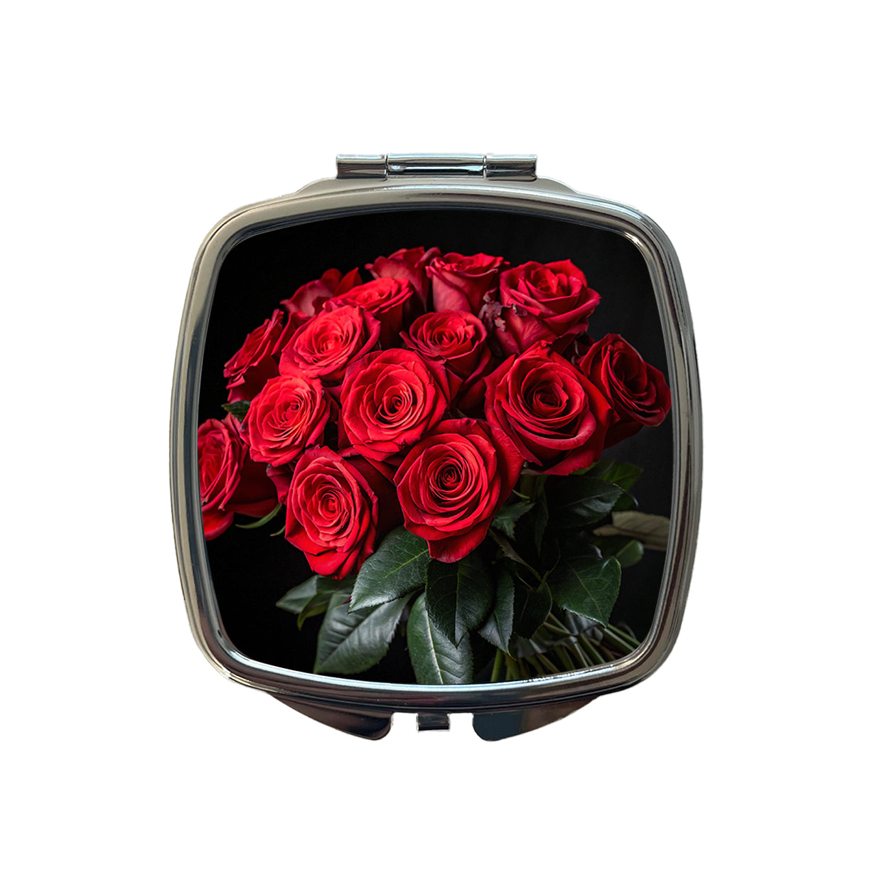 Bouquet Of Red Roses Love Valentine's Day Small Travel Purse Handbag Pocket Makeup Compact Mirror