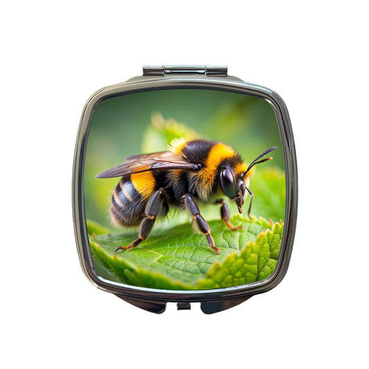 Bumblebee Bee on Leaf Small Travel Purse Handbag Pocket Makeup Compact Mirror
